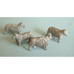 4 Standing Sheep (OO Scale 1/76th) - Unpainted