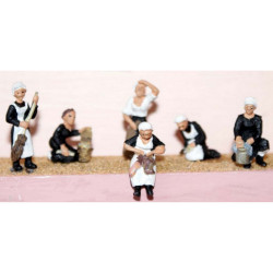 Set of 6 Unpainted Victorian & Edwardian Figures - Domestic Staff