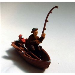 Painted Rowing Boat & Fisherman (OOScale 1/76th)