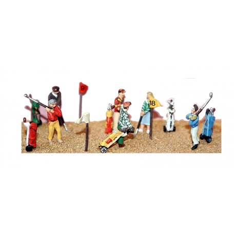 6 Assorted Golfers & Equipment - Unpainted