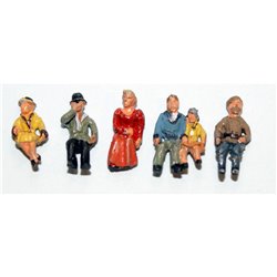 6 Seated Coach Passengers Set 2 - Unpainted