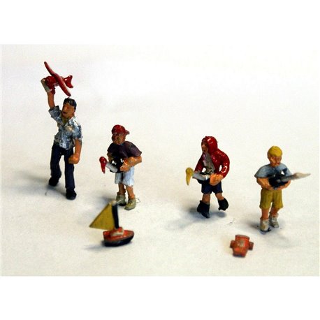 3 Kids with RC Toys and 1 adult launching RC plane - Unpainted