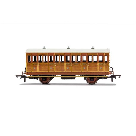 GNR, 4 Wheel Coach, 3rd Class, Fitted Lights, 1636 - Era 2