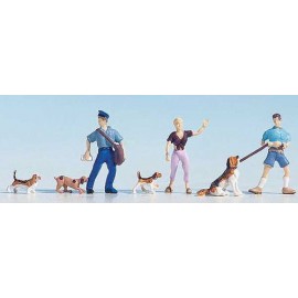 Dog Walkers (2) & Dogs (4) & Delivery Man