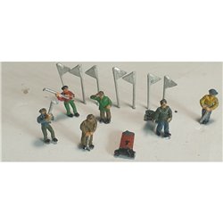 6x Golfing Figures & 2 Golf trolley (N scale 1/148th)