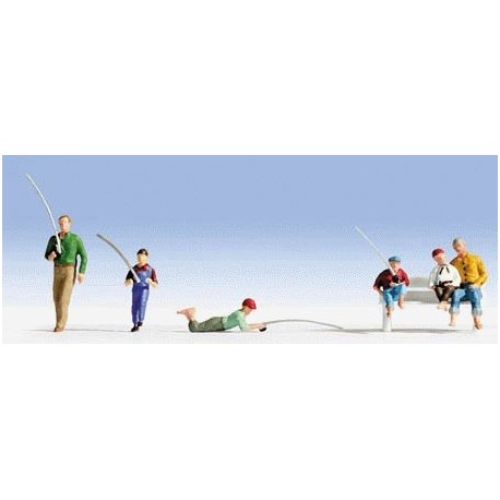 N Scale (1/148 - 1/160) Anglers(6) Six Men by Noch