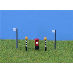 N Gauge Painted Bus Stops & post box