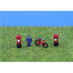 N Gauge Painted Postman Bike & postboxes