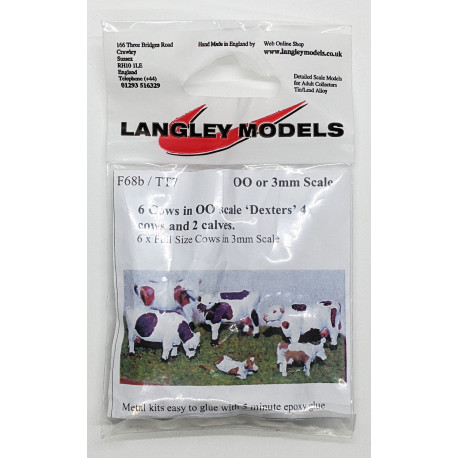 4 Dexter Cows (3/4 size) and 2 calves Unpainted Kit OO Scale 1:76