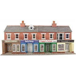 Low relief terraced shops brick