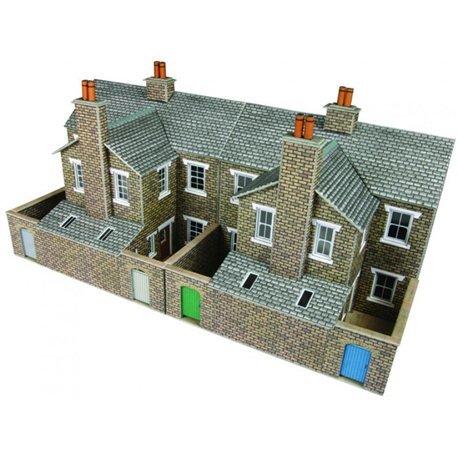Low relief terraced house backs - stone