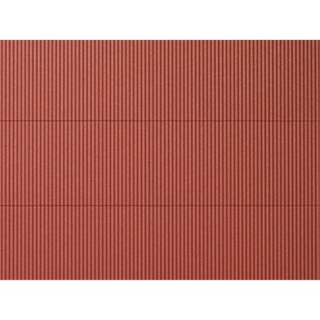 HO Plastic sheet 200x100mm - (2) Corrugated iron - red