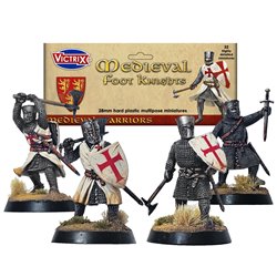 Medieval Foot Knights (x32) - 1:56 scale figure kit