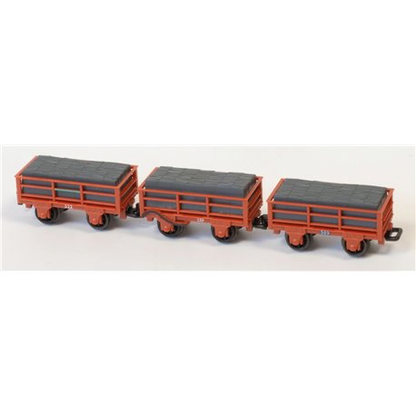 GLT OO-9 FR 2 Ton Slate Wagon Unbraked x2 Braked x1