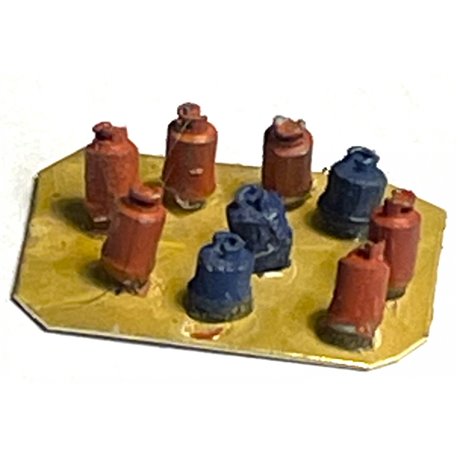 6 lrg 3 sm Calor Gas Bottles (N Scale 1/148th) Unpainted kit