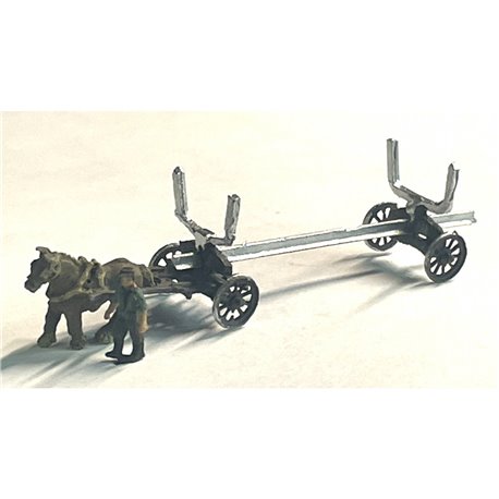 Horse Drawn Log/Pole Wagon fig (Nscale 1/148th) Unpainted kit