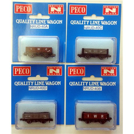 Set of 4 mineral 5 plank wagons Isle of Wight liveries