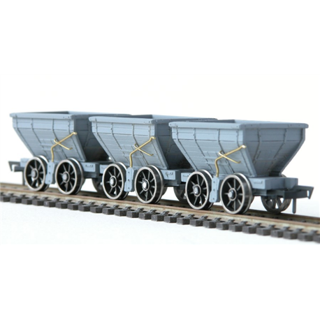 Set of Three Close Coupled NER P1 Chaldron Waggons